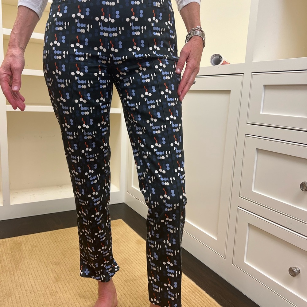 Akris blue and white printed trousers